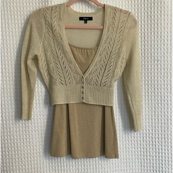 Express crop cardigan (Size S)with gold sparkly tank for underneath (Size XS) - Picture 9 of 9